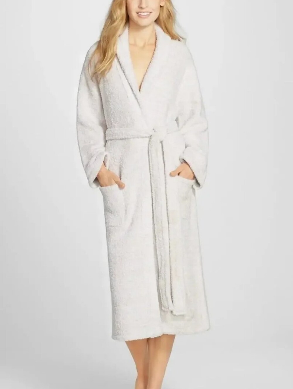Barefoot Dreams CozyChic Robe Heather Stone/Cream Size 2 (med)